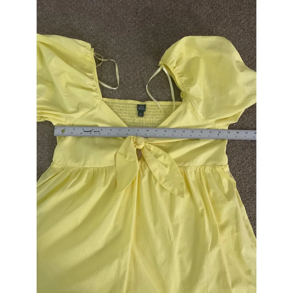 Wild Fable Women's Yellow Mini Dress Puff Sleeve Tie Front XXL NWT‎ - Picture 6 of 7